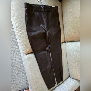 Hi rise deep brown faux  pants, size XL